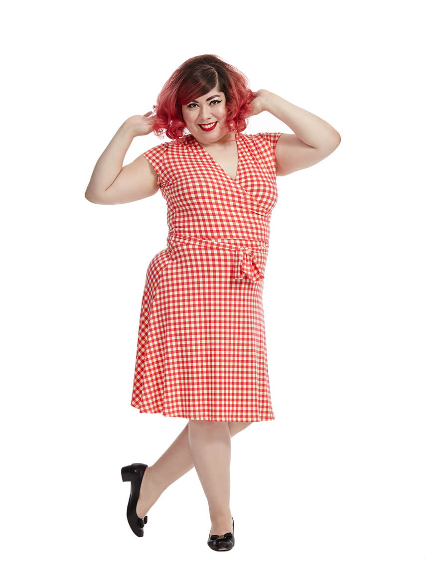 Perfect Wrap Dress In Gingham Raspberry ...